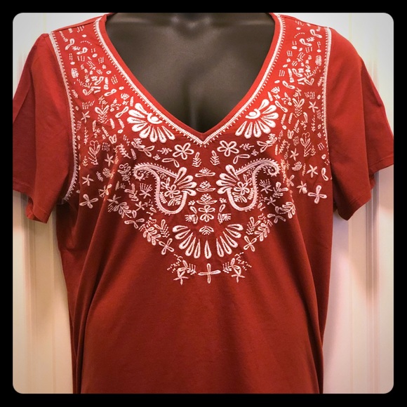 The Republic Tops - Lace Embroidered Short Sleeve Tee